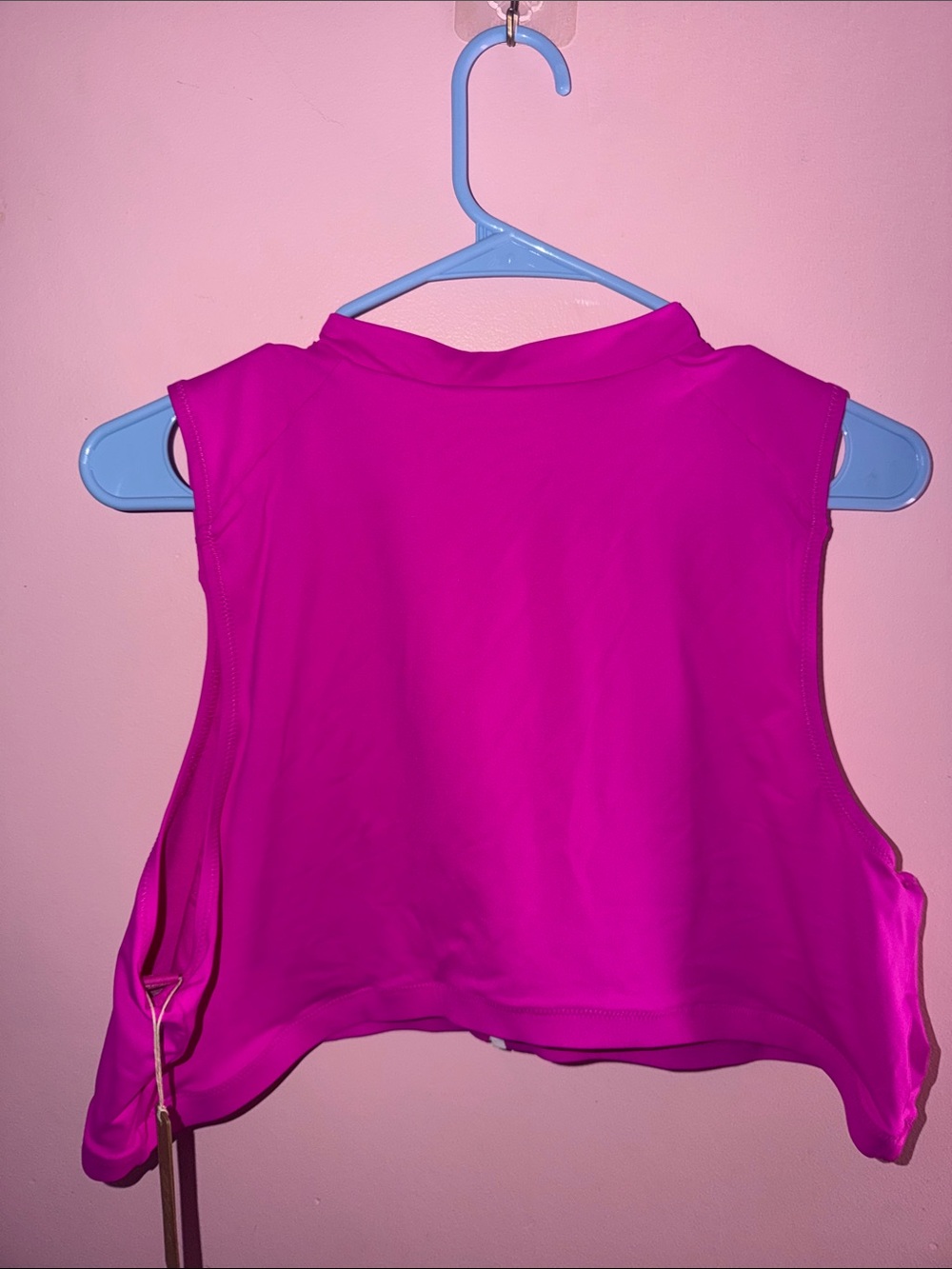 SKIMS Hot Pink Zippered Swim Crop Top - Picture 3 of 3